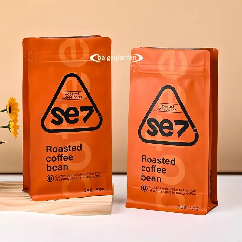 کیسه های کف پا کف صاف ECO بسته بندی بسته بندی قهوه لوبیا قابل تجزیه قابل تجزیه قابل تجزیه قابل تجزیه لوبیا با دریچه و زیپ